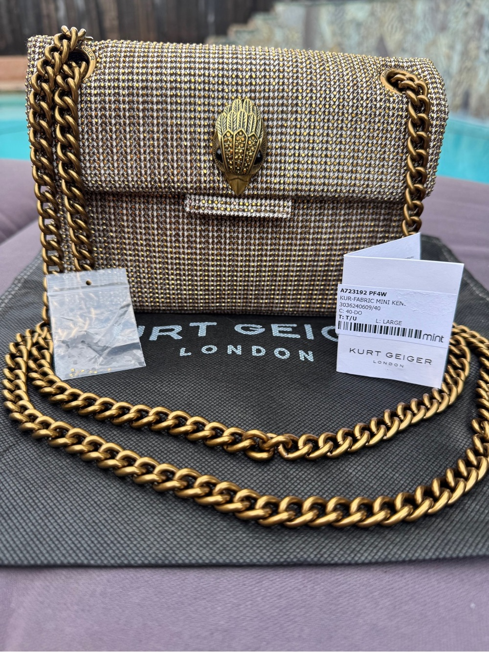 NWT Kurt Geiger Mini Kensington Crystal Houndstooth Shoulder Crossbody Bag